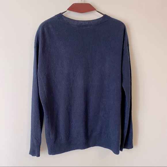 Vince women’s Cashmere Linen Boxy Crew neck knit sweater navy coastal blue - XS - Picture 2 of 13